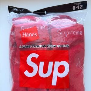 Supreme Red Crew Socks - 4 Pack